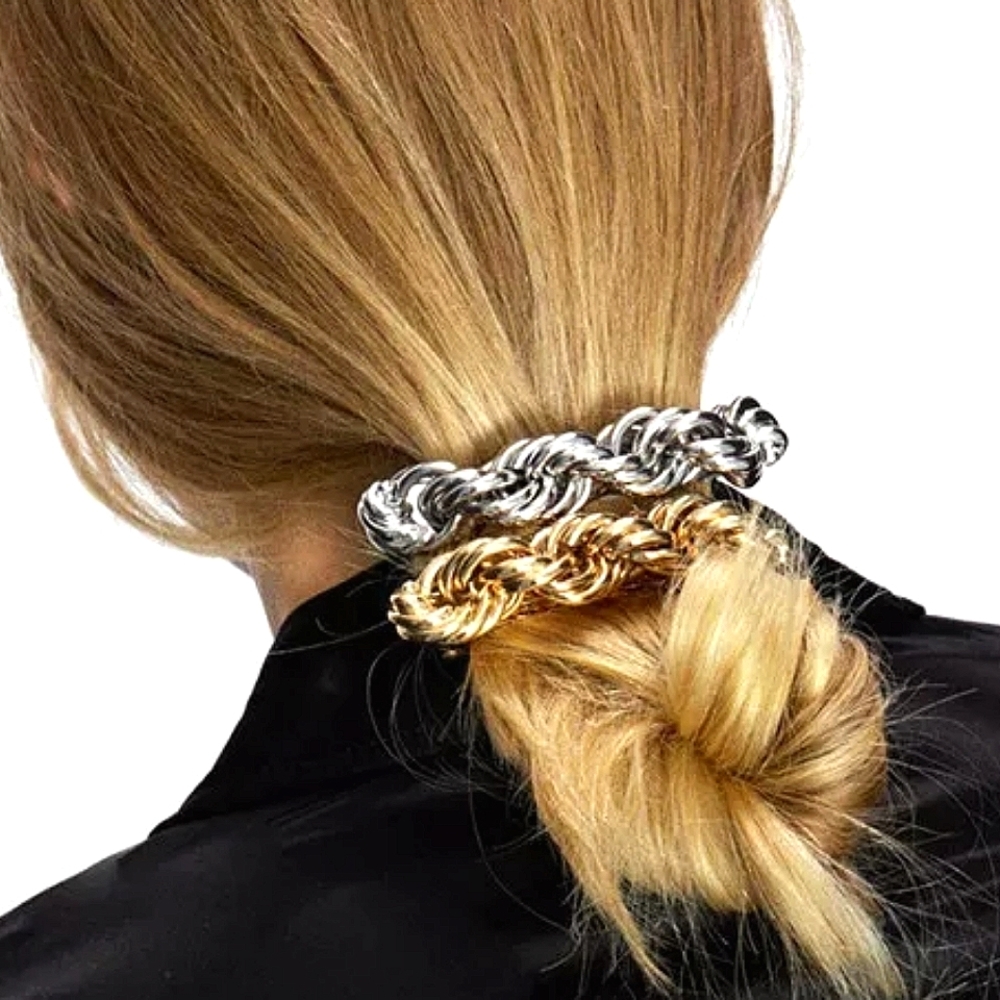 Gold Rope Twist Ponytail Holder Barrette